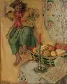 Eduard Einschlag, Engel und Stilleben mit Früchten, Noten und Kerze, Wohl 1934, Öl auf Leinwand