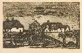 Erhard Hippold, Norddeutscher Bauernhof, 1956, Aquatintaradierung auf Bütten