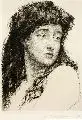 Max Pietschmann, Portrait einer jungen Frau mit offenem Haar, 1896, Radierung auf China, auf Bütten aufgewalzt