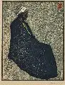 Leonhard Fanto, Sitzender Mann in langem Gewand, 1914, Farbholzschnitt