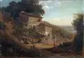 Carl Wilhelm Müller, Italienische Landschaft mit Bauernhaus, 1867, Öl auf Leinwand