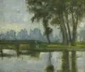 Georg Oehme, Seeufer. 1920er Jahre, Öl auf Malpappe