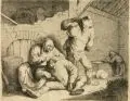 Willem Basse, Die Frau, die einen Mann entlaust, Um 1650, Radierung nach A