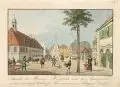 Ludwig Richter, Ansicht des Maenner-Hospitals und der Annenkirche..., 1820, Kolorierter Kupferstich