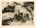 Adolf Eduard Herstein, Ziegen im Gebirge, Um 1920, Radierung auf Bütten