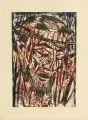 Christuskopf by Otto Lange, 1916, Farbholzschnitt in Blau und Rot über Schwarz, sold Sep 2008