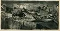 Erhard Hippold, Fischerboote. Ohne Jahr, Kreidelithographie