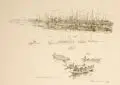 Robert Sterl, Robert H. Sterl, Hafen mit Ruderbooten, 1912, Umdrucklithographie