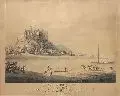 Christian August Günther, Das Schloß Meißen, Um 1800, Aquarellierte Umrißradierung