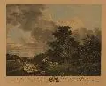Jean Mathieu, Le Temps orageux, Um 1790, Kolorierter Kupferstich nach Fragonard