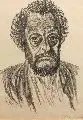Ernst Barlach, Selbstbildnis I, 1928, Umdruck (?) auf chamoisfarbenem, leicht fasrigen Papier