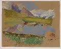 Hans Richard Heinmann, Bergsee, 1920, Pastell und Bleistift auf bräunlichem Papier