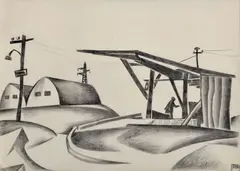 Ivan Štubňa, Štrkovisko pri Lipovci, 1952, Ceruza na papieri