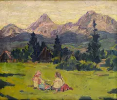 Gustáv Mallý, Dve ženy na lúke, Okolo 1922, Olej na plátne