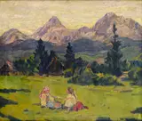 Gustáv Mallý, Dve ženy na lúke, Okolo 1922, Olej na plátne