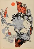 Vincent Hložník, Z cyklu "Apokalypsa", 1965, Farebný lept, suchá ihla na papieri, 6/20