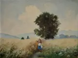 Lajos Zombory, Žena v poli, Okolo 1920, Olej na plátne
