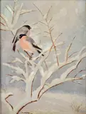 Henry Niestlé, Sýkorky, 1958, Olejová tempera na kartóne