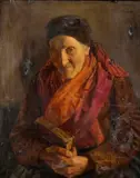 Josef Jungwirth, Portrét starej ženy (Do kostola), Okolo 1900, Olej na plátne