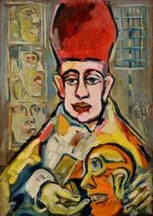 Inkvizítor - Boľavý zúbok by Štefan Prukner, 1978, Olej na kartóne, sold Oct 2016