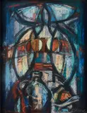Ľudovít Lehen, Žena v kroji, 1989, Pastel na kartóne