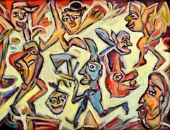 Štefan Prukner, Inferno, Okolo 1990, Olej na kartóne