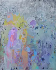 V modrej záhrade by Viera Kraicová, 1998, Olej na plátne, sold Oct 2016
