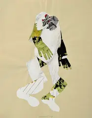 Jozef Jankovič, Kráčajúca figúra, 1979, Koláž, kresba ceruzou na baliacom papieri
