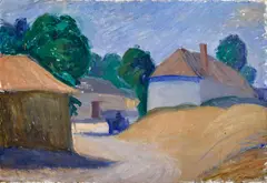 Július Koller, Vidiecka krajina II., 1962, Olej na plátne