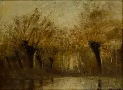 Ladislav Mednyánszky, Smutné vŕby nad jazierkom, Okolo 1885, Olej na dreve