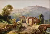 Ladislav Mednyánszky, Horská usadlosť (Podľa maliara Ulricha), Okolo 1875, Akvarel na papieri