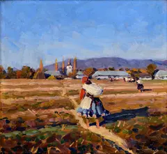 Jozef Teodor Mousson, Cesta na trh, Okolo 1930, Olej na kartóne