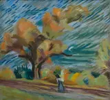 Peter Arnold Weisz-kubínčan, Žena pri strome, Po 1940, Pastel na papieri