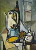 Vincent Hložník, Zátišie, Okolo 1947, Olej, kombinácia techník na kartóne