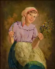 Bela Kodat, Kvetinárka, Okolo 1930, Olej na plátne