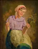 Bela Kodat, Kvetinárka, Okolo 1930, Olej na plátne