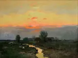 Mihály Zeller, Východ slnka na puste, Okolo 1900, Olej na plátne