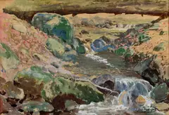 Feszti Arpád, Horský potok, Okolo 1900, Akvarel na papieri