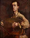 Doris Rappaport, Hráč na mandolínu, Okolo 1940, Olej na plátne
