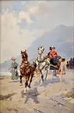 Tominz Alfredo - Prisované, Dámska jazda, Okolo 1920, Olej na plátne