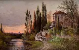 Pietro Toretti, Kaštieľ pri riečke, Okolo 1900, Olej na plátne