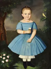 Dievčatko s ružou by Peter M. Slavomil Bohúň, Okolo 1860 - 65, Olej na plátne, sold Apr 2016