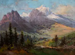 Malá Fatra - Veľký Rozsutec by Ján Grotkovský, Okolo 1930, Olej na vrecovine, sold Mar 2016
