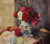 Július Ludwig Balogh, Kytica v keramickej váze, Okolo 1950, Olej na plátne