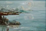 Elena Lazinovská, Morský záliv, Okolo 1975, Kombinácia techník na kartóne