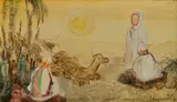Elena Lazinovská, Beduíni na ostrove – Džerba, 1996, Kombinácia techník na kartóne