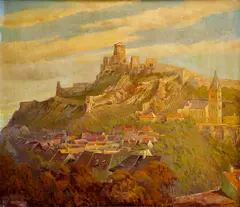 Vojtech Marx, Pohľad na Trenčiansky hrad, 1938, Olej na plátne