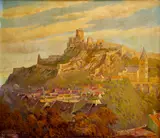 Vojtech Marx, Pohľad na Trenčiansky hrad, 1938, Olej na plátne