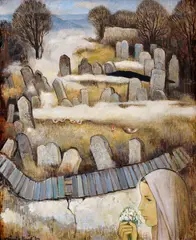 Imro Weiner-Kráľ, Cintorín, 1973, Olej na plátne