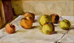Semian Ervín, Jabĺčka, 1957, Olej na kartóne